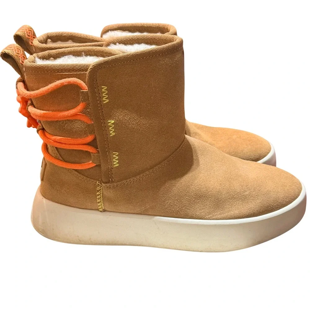 UGG Lakesider Heritage Mid Boots Womens 7 Chestnut Suede Orange Bungee Sneaker